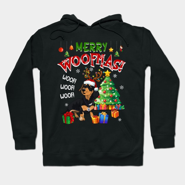 Dachshund Merry Woofmas Awesome Christmas Hoodie by Dunnhlpp